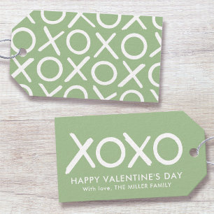 XOXO Knuffels & Kusjes Groen Gelukkige Valentijnsd Cadeaulabel