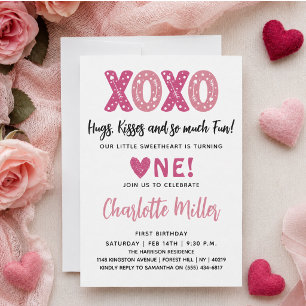 XOXO Knuffels & Kusjes Valentijnsdag 1e Verjaardag Kaart