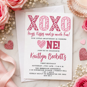 XOXO Knuffels & Kusjes Valentijnsdag 1e Verjaardag Kaart