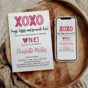 XOXO Knuffels & Kusjes Valentijnsdag 1e verjaardag Kaart