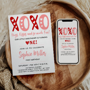 XOXO Knuffels & Kusjes Valentijnsdag 1e verjaardag Kaart