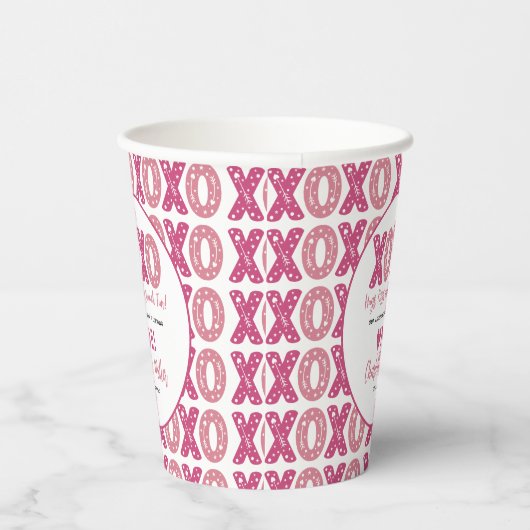 XOXO Knuffels & Kusjes Valentijnsdag 1e verjaardag Papieren Bekers (Rechts)