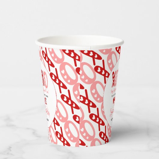 XOXO Knuffels & Kusjes Valentijnsdag 1e verjaardag Papieren Bekers (Rechts)
