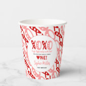 XOXO Knuffels & Kusjes Valentijnsdag 1e verjaardag Papieren Bekers (Voorkant)