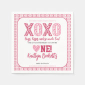 XOXO Knuffels & Kusjes Valentijnsdag 1e verjaardag Servet (Voorkant)