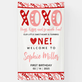 XOXO Knuffels & Kusjes Valentijnsdag 1e Verjaardag Spandoek