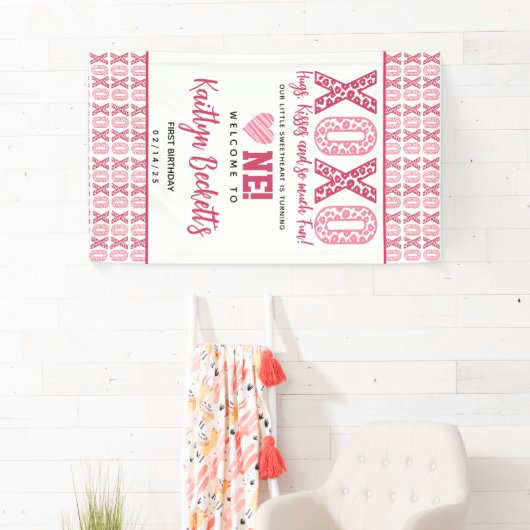 XOXO Knuffels & Kusjes Valentijnsdag 1e verjaardag Spandoek (Insitu)