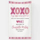 XOXO Knuffels & Kusjes Valentijnsdag 1e verjaardag Spandoek (Verticaal)