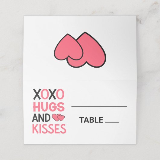 XOXO Knuffels Kusjes Vrijgezellenfeest Roze Zwart  Plaatskaartje (Buitenkant ongevouwen)