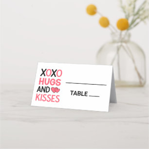 XOXO Knuffels Kusjes Vrijgezellenfeest Roze Zwart Plaatskaartje