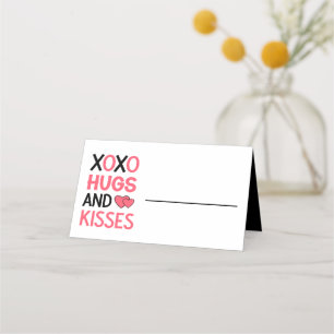 XOXO Knuffels Kusjes Vrijgezellenfeest Roze Zwart  Plaatskaartje