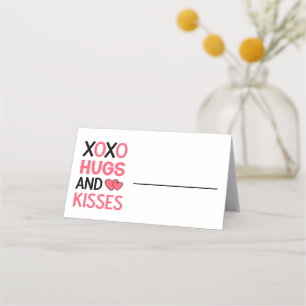 XOXO Knuffels Kusjes Vrijgezellenfeest Roze Zwart Plaatskaartje