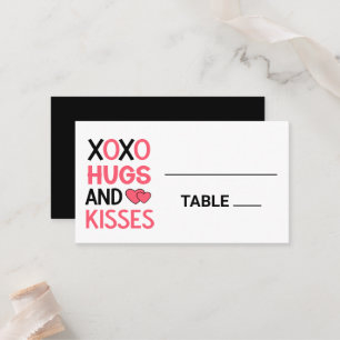 XOXO Knuffels Kusjes Vrijgezellenfeest Zwart Trouw Plaatskaartje