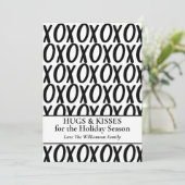 XOXO Knuffels Kusjes Zwart Wit Minimalistisch Feestdagenkaart (Staand voorkant)
