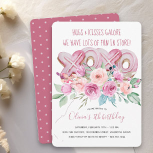 XOXO Koekjes en Bloemen Meisjes Verjaardagsuitnodi Kaart