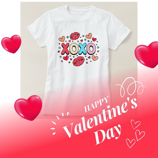 XOXO kus en harten op wit T-shirt