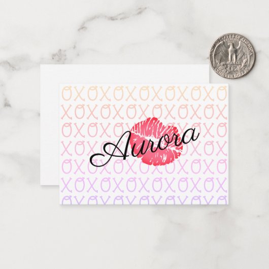 XOXO-kus Notitiekaartje (Voorkant / Achterkant in situ)