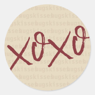 Xoxo-kussen in crèmekleur ronde sticker