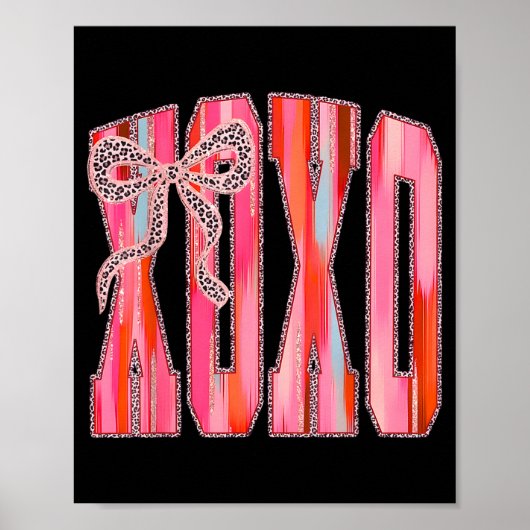 Xoxo Leopard Bow Funny Valentine's Day Coquette Nk Poster (Voorkant)
