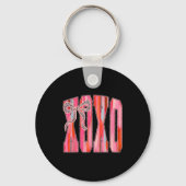 Xoxo Leopard Bow Funny Valentine's Day Coquette Nk Sleutelhanger (Voorkant)