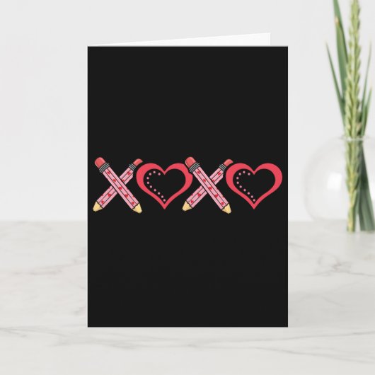 Xoxo Leraar Valentijnsdag Potlood En Appel 2 Kaart (Voorkant)