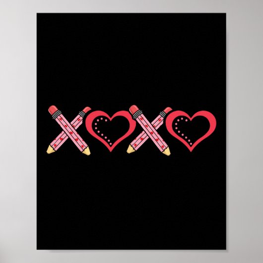 Xoxo Leraar Valentijnsdag Potlood En Appel 2  Poster (Voorkant)