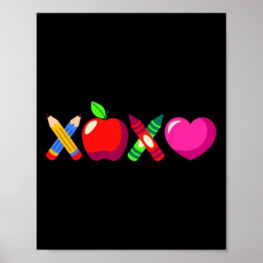 Xoxo Leraar Valentijnsdag Potlood En Appel 3 Poster (Voorkant)