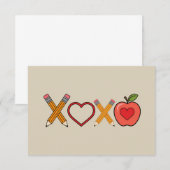 XOXO Leraar Valentijnsdag Potlood En Appel Bedankkaart (Voorkant / Achterkant)
