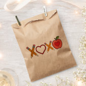 XOXO Leraar Valentijnsdag Potlood En Appel Bedankzakje (Geknipt)