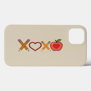 XOXO Leraar Valentijnsdag Potlood En Appel Case-Mate iPhone Case