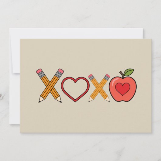 XOXO Leraar Valentijnsdag Potlood En Appel Kaart (Voorkant)