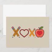 XOXO Leraar Valentijnsdag Potlood En Appel Kaart (Voorkant / Achterkant)
