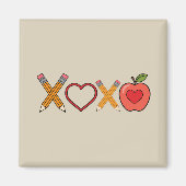 XOXO Leraar Valentijnsdag Potlood En Appel Magneet (Voorkant)