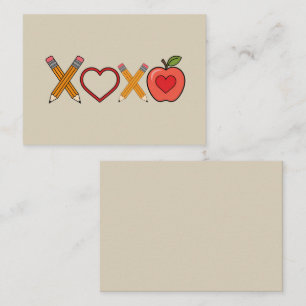 XOXO Leraar Valentijnsdag Potlood En Appel Notitiekaartje
