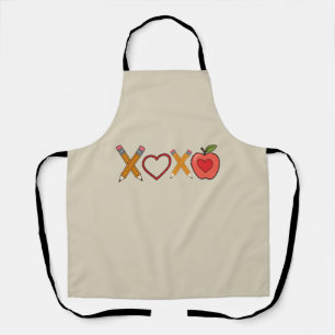 XOXO Leraar Valentijnsdag Potlood En Appel Schort