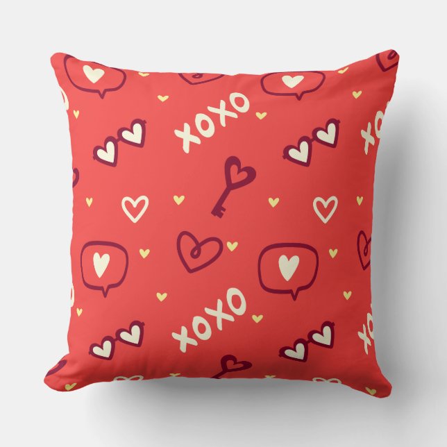 XOXO Liefde Doodle Valentijn Kussen (Voorkant)