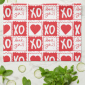XOXO Liefde Hart Valentijnsdag Rood Wit Theedoek (Gevouwen)