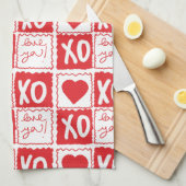 XOXO Liefde Hart Valentijnsdag Rood Wit Theedoek (Quarter Fold)