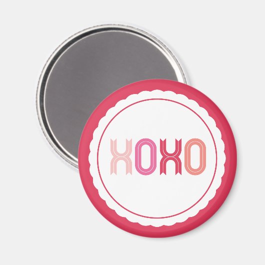 XOXO Liefde & Kisses Scalloped Sweet Valentijnsdag Magneet (Voorkant / Achterkant)