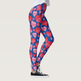 XOXO Liefde Roze Rood Hart Patroon Valentijn Blauw Leggings