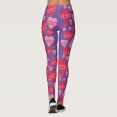 XOXO Liefde Roze Rood Hart Patroon Valentijn Paars Leggings (Achterkant)