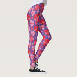 XOXO Liefde Roze Rood Hart Patroon Valentijn Paars Leggings