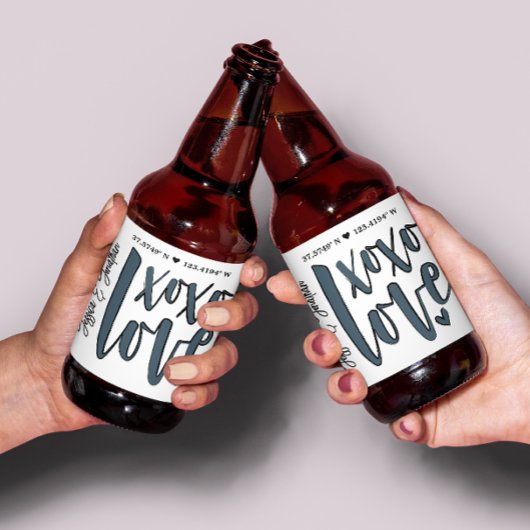 XOXO-liefdescoördinaten typografie Bier Etiket