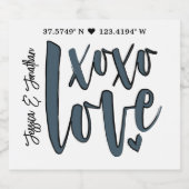 XOXO-liefdescoördinaten typografie Bier Etiket (Enkel label)