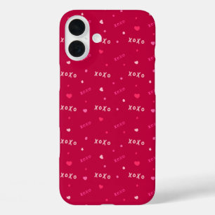 "XOXO Liefdespatroon met Hartjes en Stippen iPhone 16 Plus Hoesje