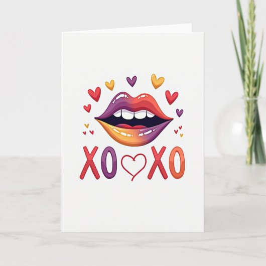 Xoxo Lippen Hartjes Liefde Kaart (Voorkant)
