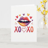 Xoxo Lips Hearts Love Card Kaart (Gele Bloem)