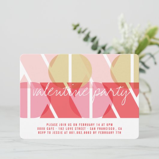 XOXO Love and Kisses Valentijnsdag Party nodigt ui Kaart (Staand voorkant)