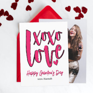 XOXO Love Bold Pink Foto van Galentine's Day Briefkaart