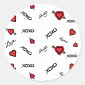 XoXo Love en Kisses Pattern Sticker- Ronde Sticker (Voorkant)